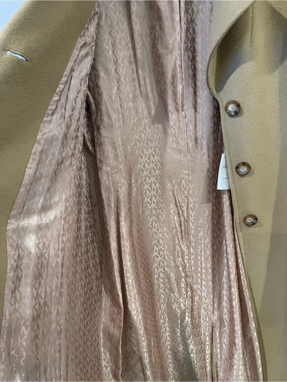Michael Kors Camel Long Notch-Collar Wool Coat - Picture 10 of 10